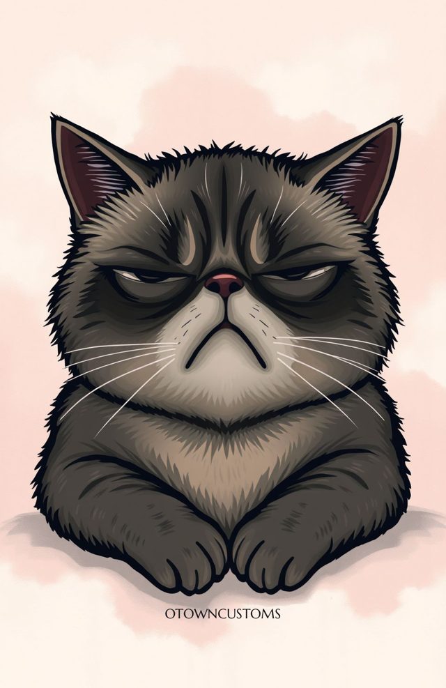 Grumpy Cat Nap Illustration