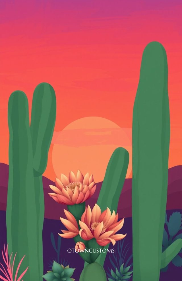 Desert Bloom Cactus Sunset