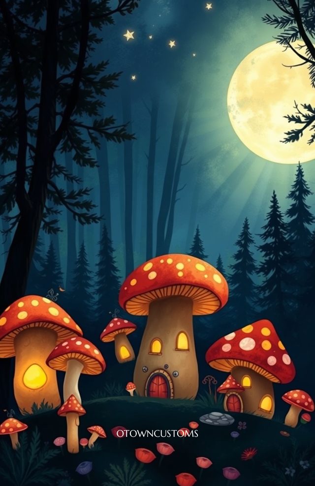 Mushroom Village Whimsical Forest