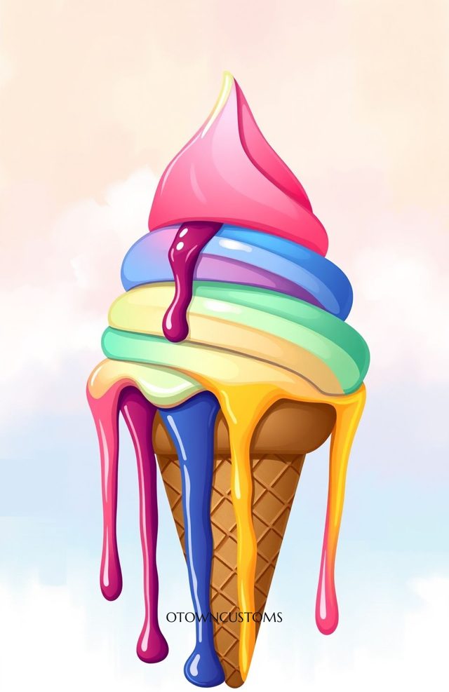 Rainbow Ice Cream Drip