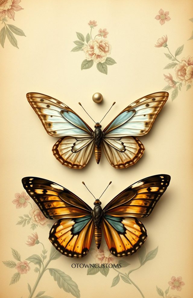Vintage Butterfly Botanical Chart