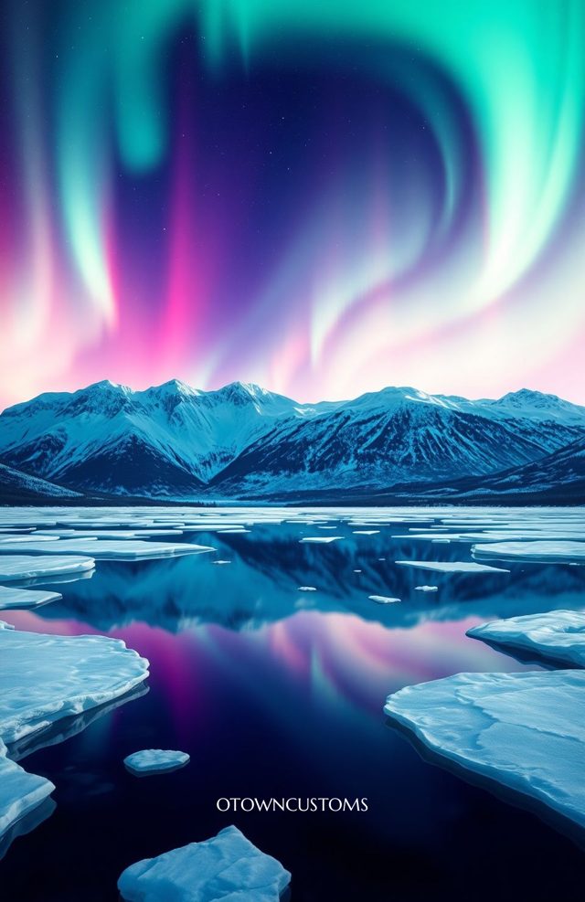 Frozen Lake Aurora Borealis