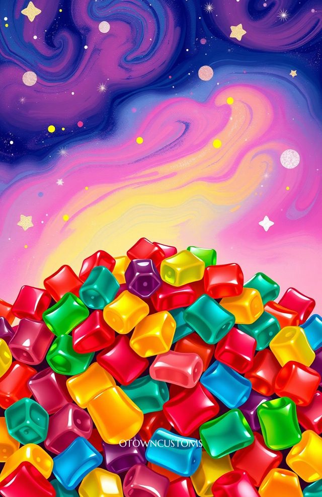 Vibrant Candy Sky Gummy Bear Galaxy