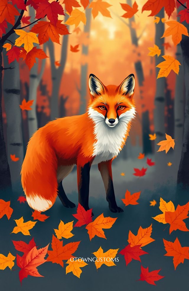 Autumn Fox Forest Digital Painting