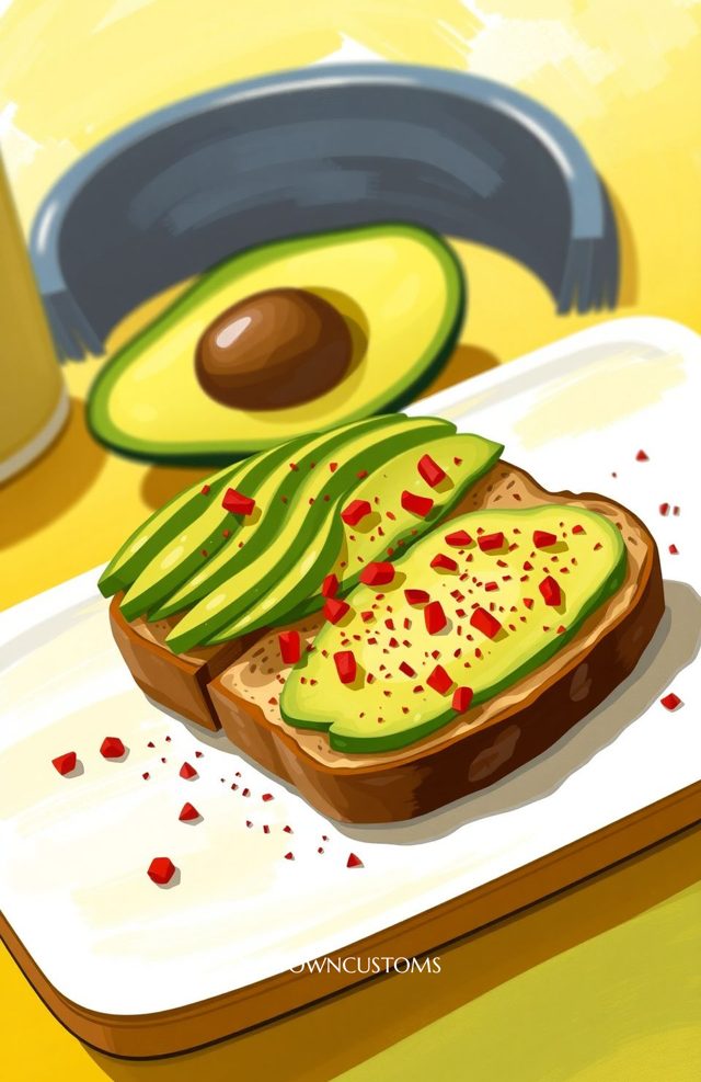 Avocado Toast Stylized Food Illustration