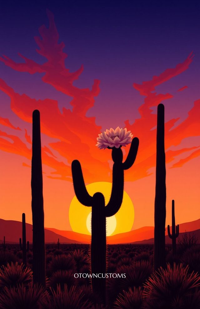 Desert Cactus Sunset Bloom