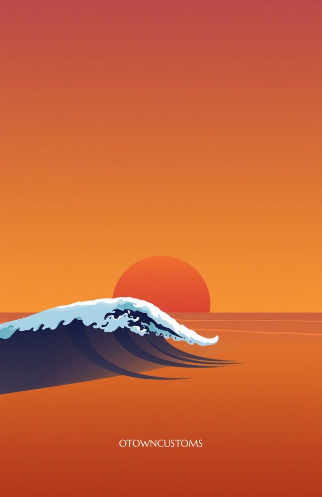 Minimalist Ocean Wave Sunset