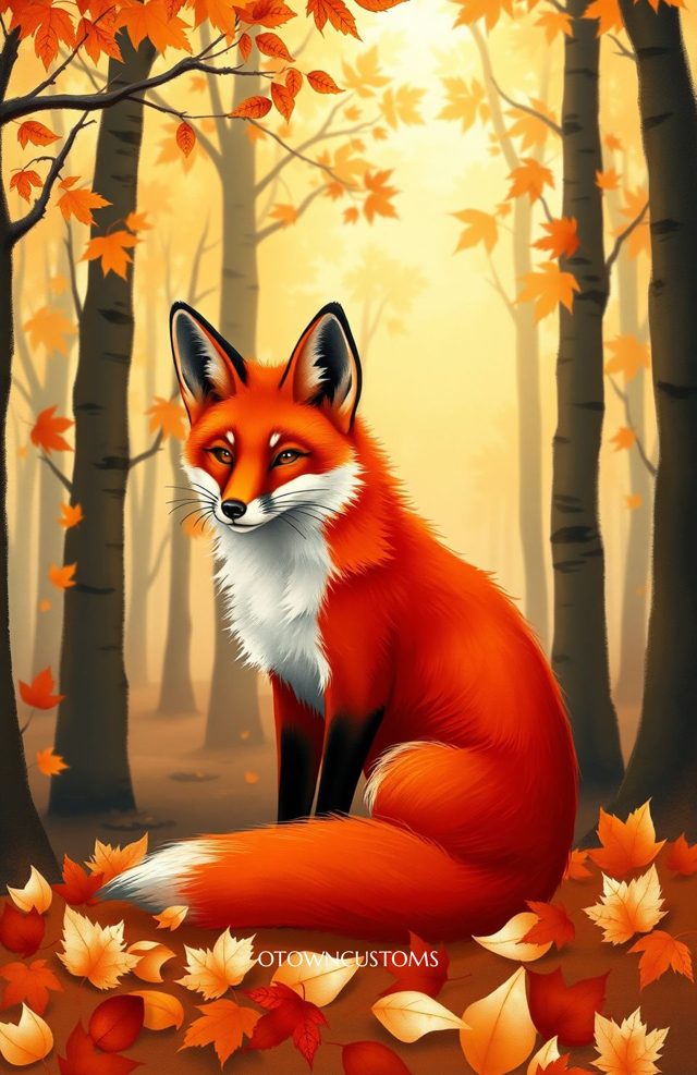 Painterly Autumn Fox Forest