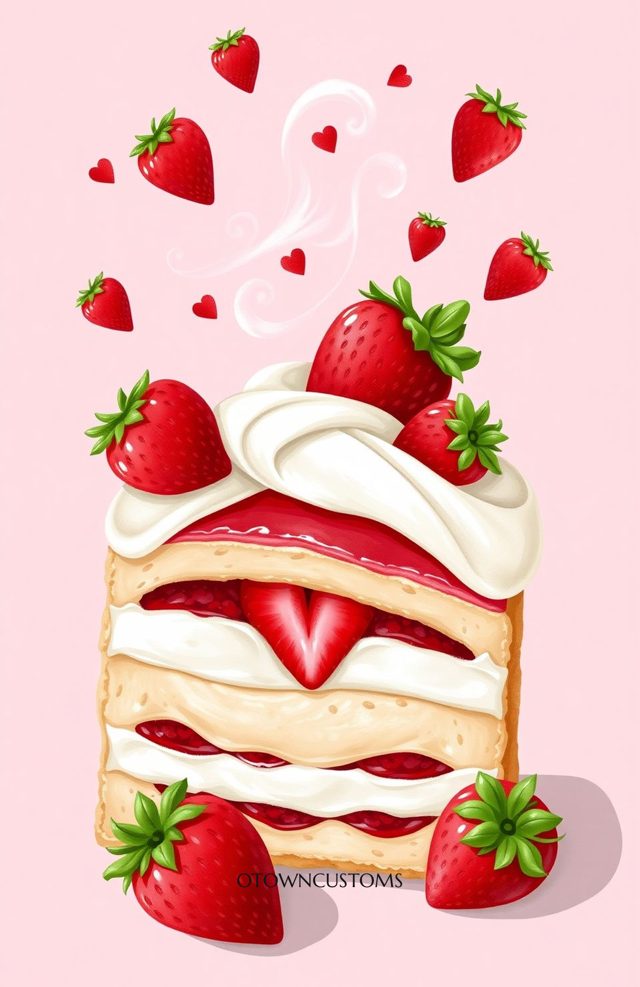 Strawberry Shortcake Dessert Illustration