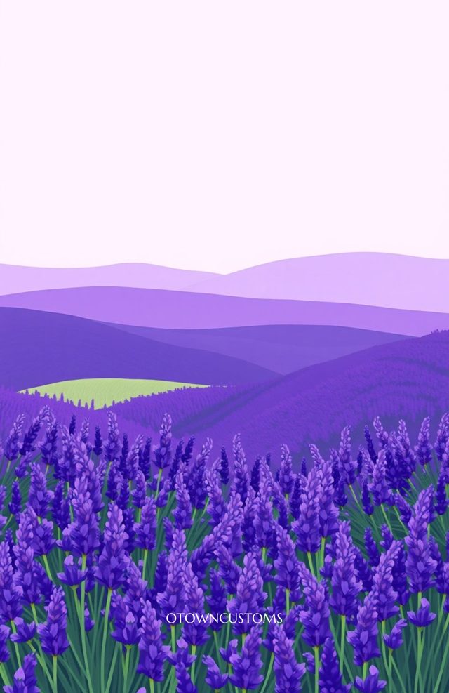 Stylized Lavender Field Landscape