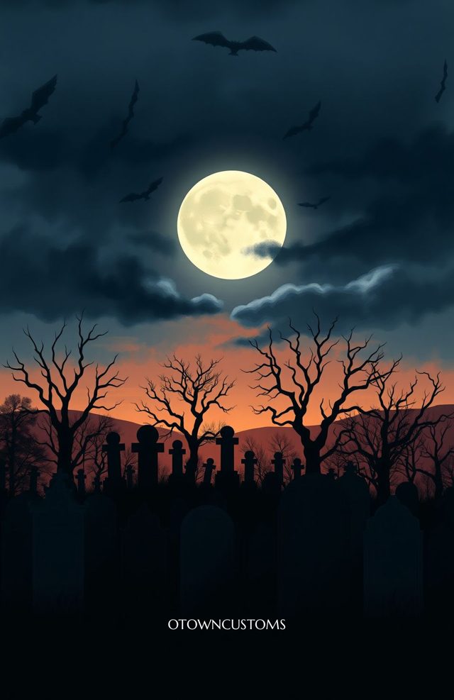 Spooky Haunted Graveyard Silhouette