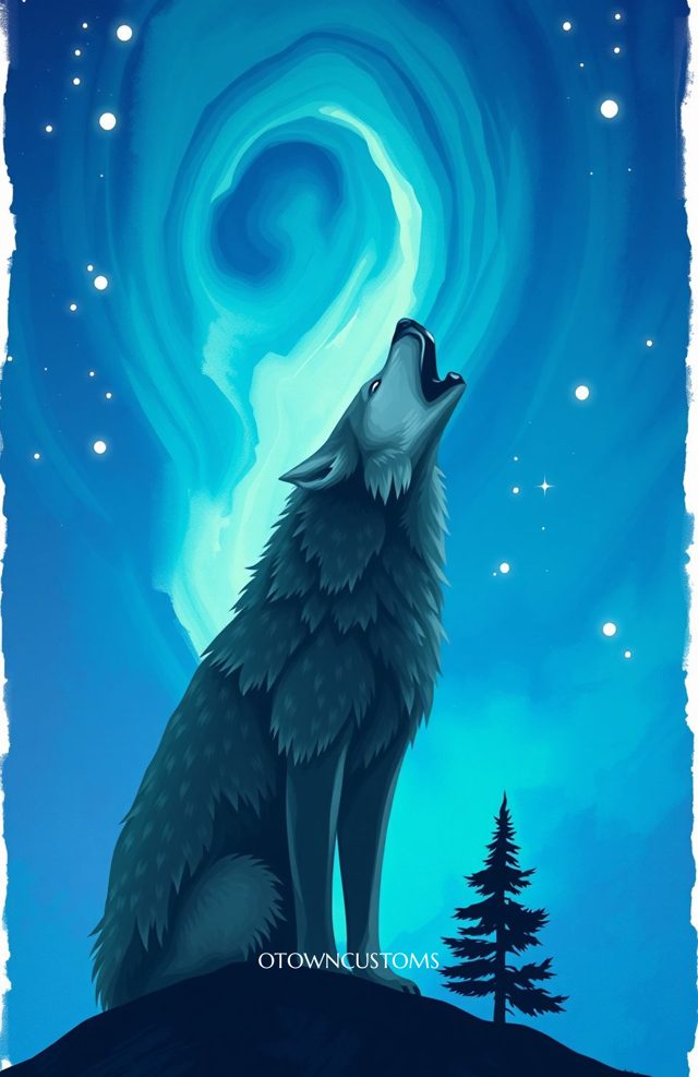 Majestic Wolf Howl Aurora Digital Art