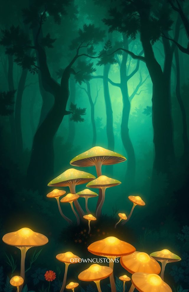 Glowing Mushrooms Enchanted Forest Phone Case Mystical For iPhone Samsung