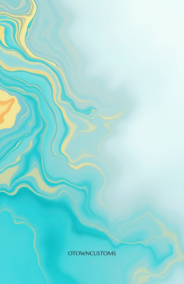 Abstract Gold Turquoise Marble Fluid