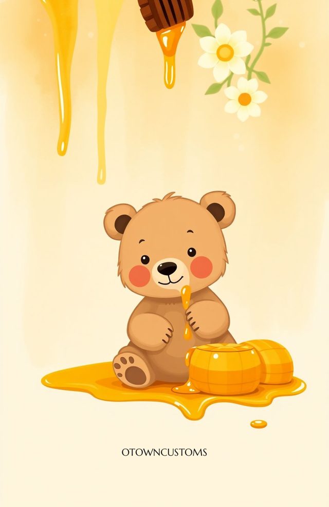 Sweet Honeycomb Bear Watercolor