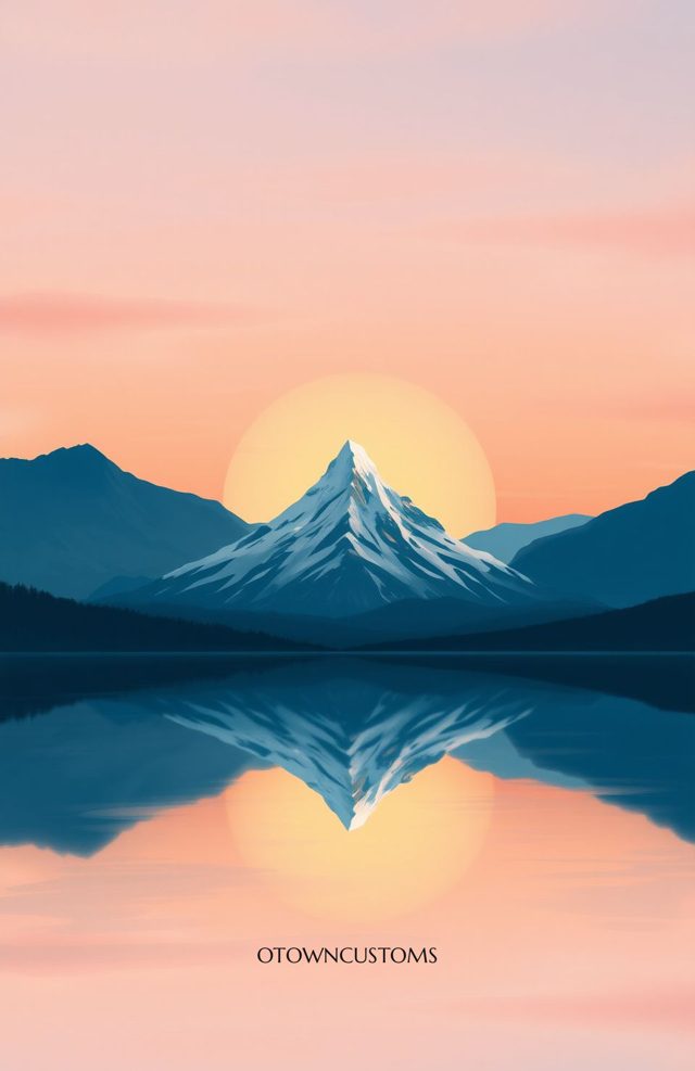 Serene Mountain Minimalist Sunset