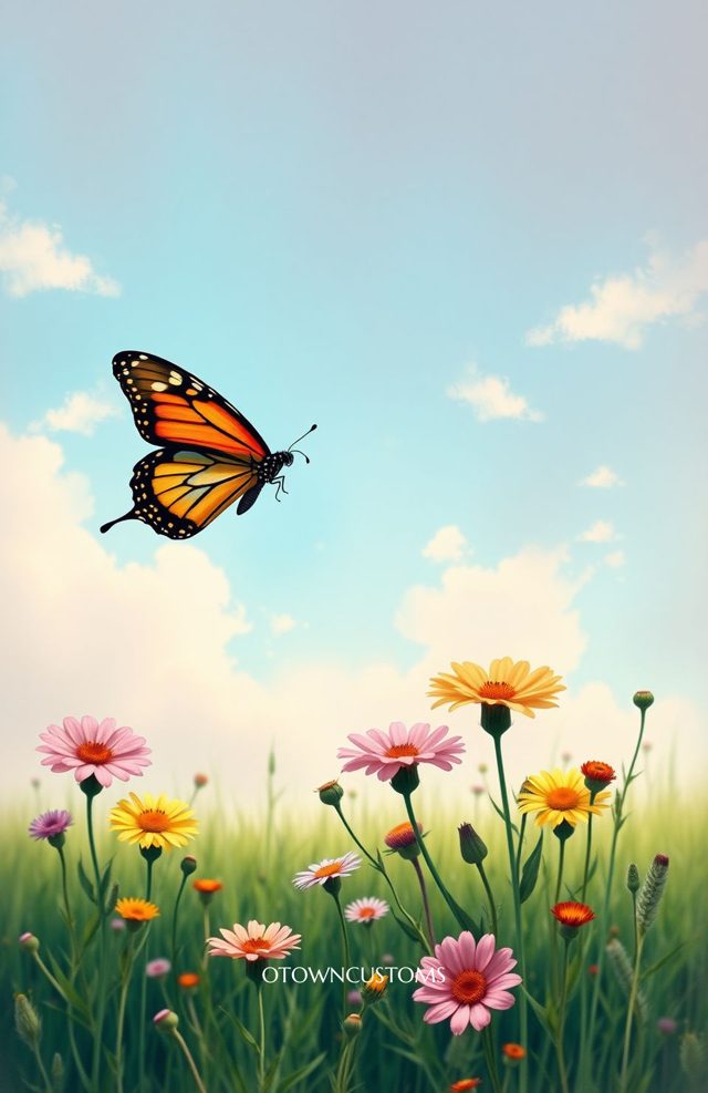 Vintage Floral Butterfly Vibrant Nature