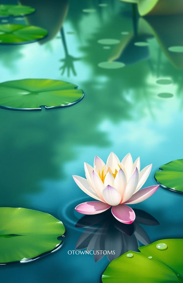 Water Lily Serene Pond Painterly