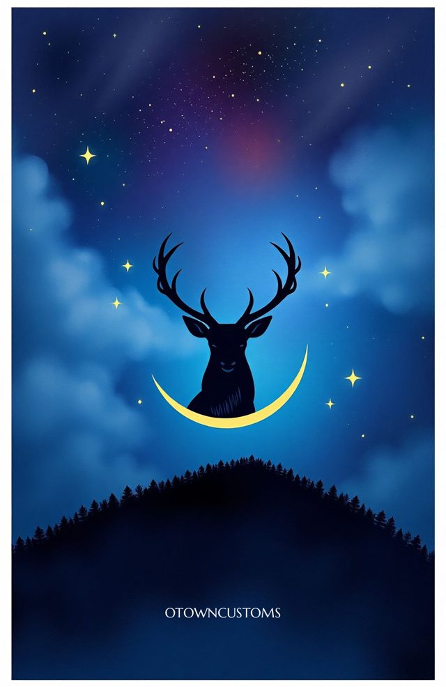 Mystic Crescent Stag Silhouette