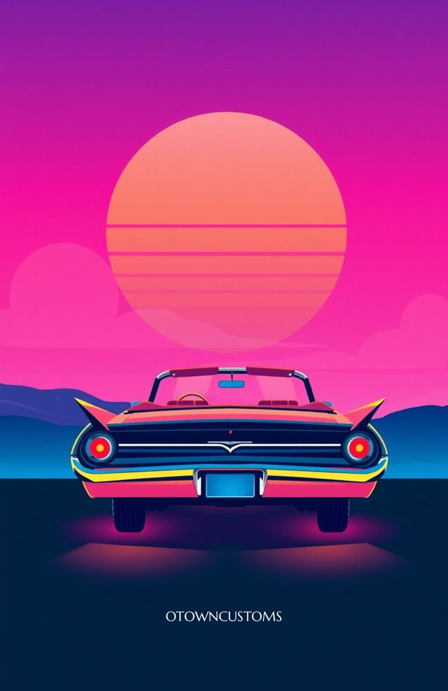 Neon Retro Beach Sunset