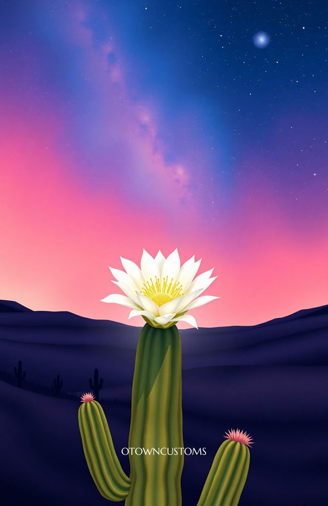 Mystic Desert Night Bloom Vibrant Sunset