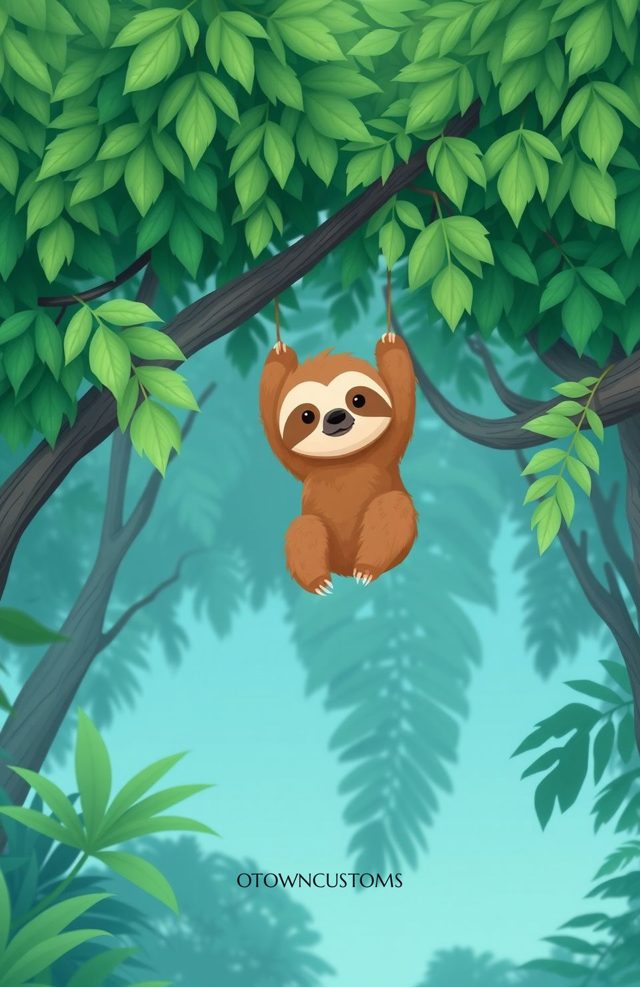 Cute Sloth Rainforest Canopy Cartoon