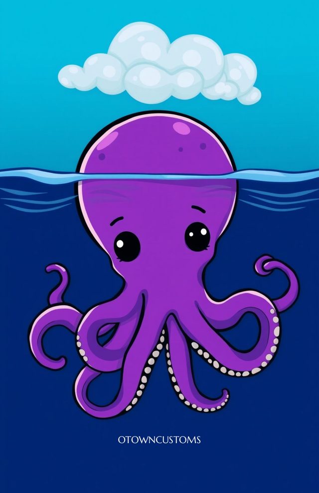 Octopus Underwater Cartoon Illustration