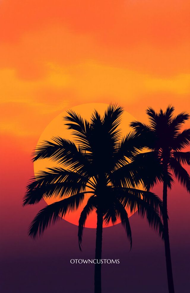 Tropical Sunset Palm Silhouette