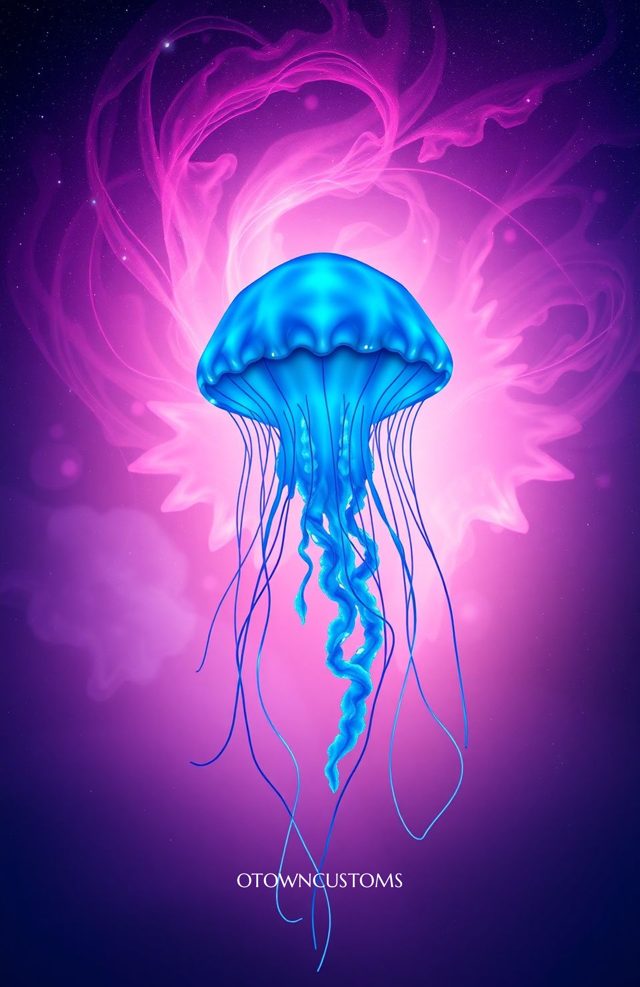 Vibrant Bioluminescent Jellyfish Cosmic Nebula