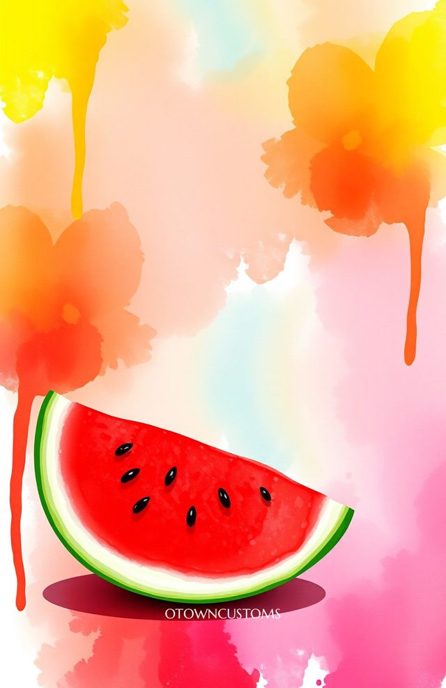 Watercolor Fruit Art Phone Case Rainbow Watermelon Slice
