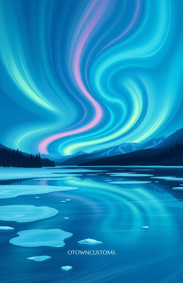 Frozen Lake Aurora Reflections Nature