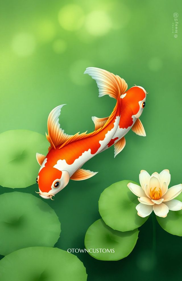 Vibrant Koi Fish Lilypads