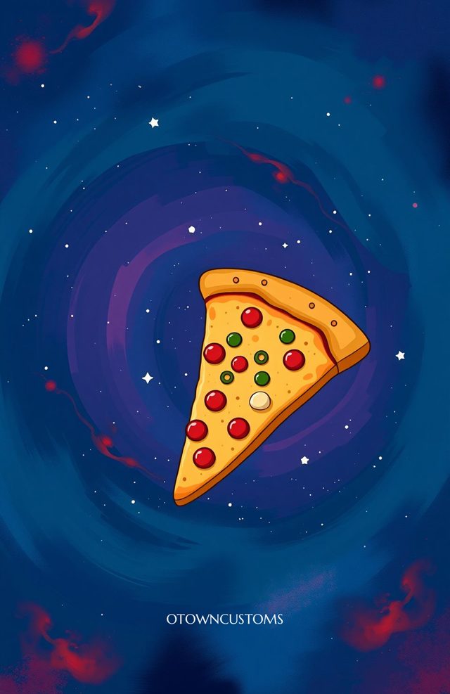 Cosmic Pizza Slice Quirky Food Art