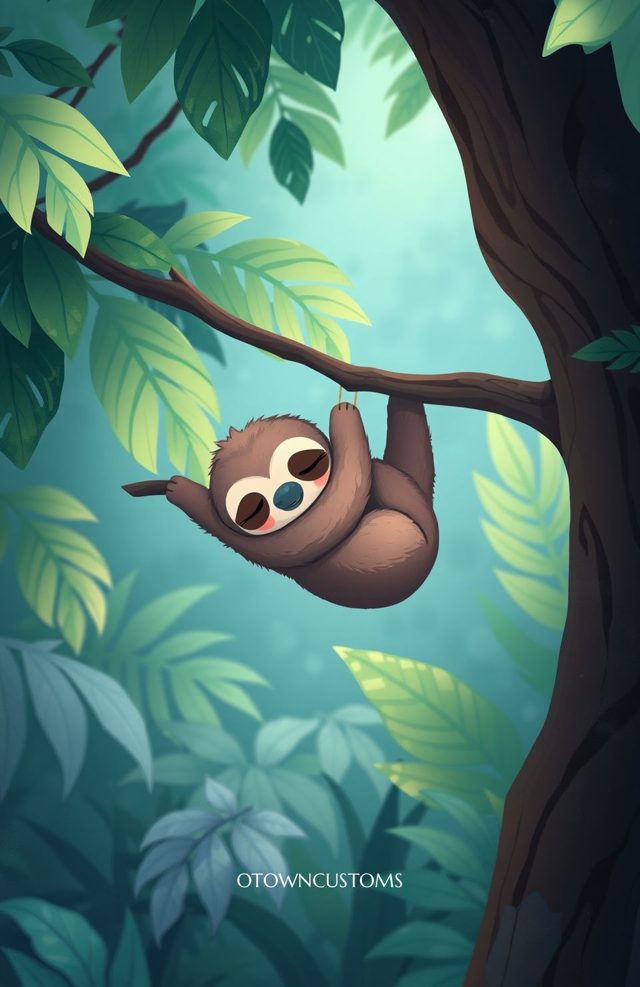 Cute Sloth Cartoon Jungle