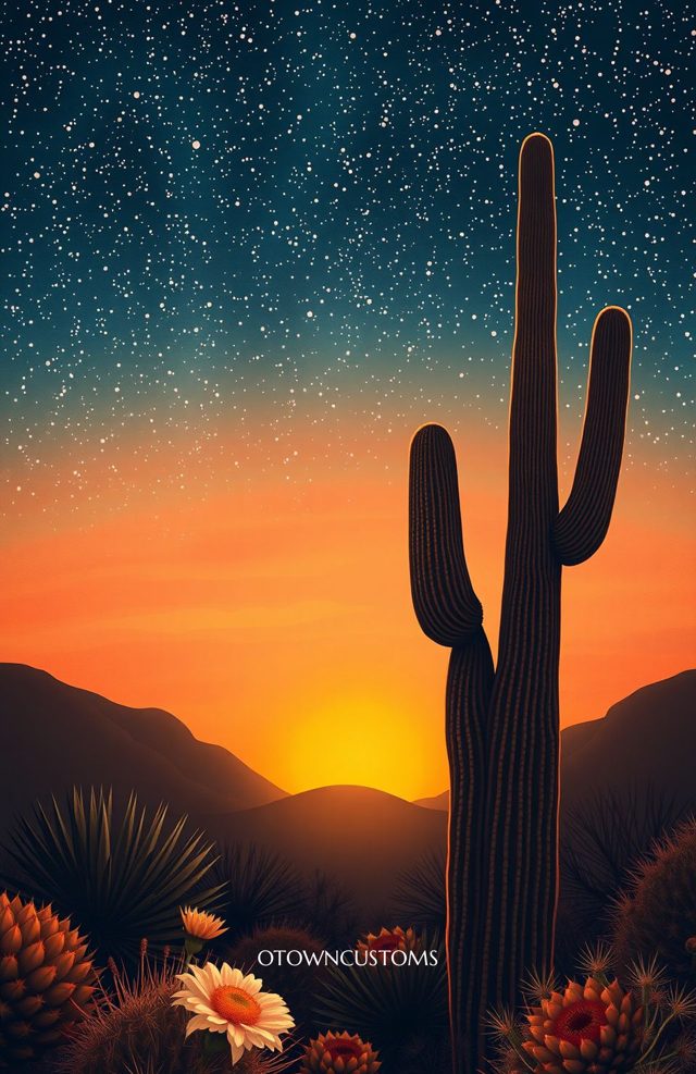 Desert Bloom Starry Sunset