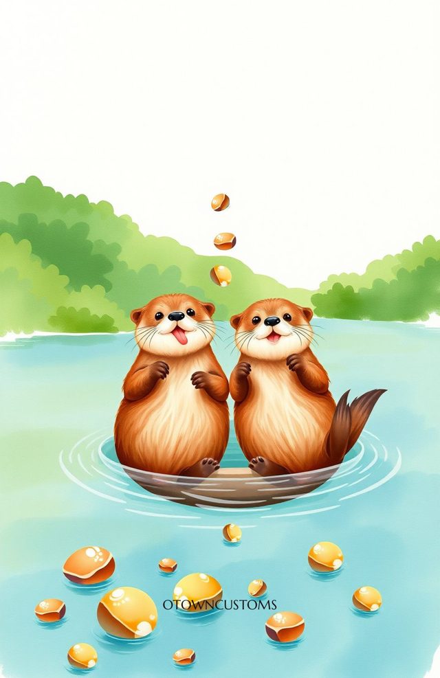 Cute Otter Watercolor River