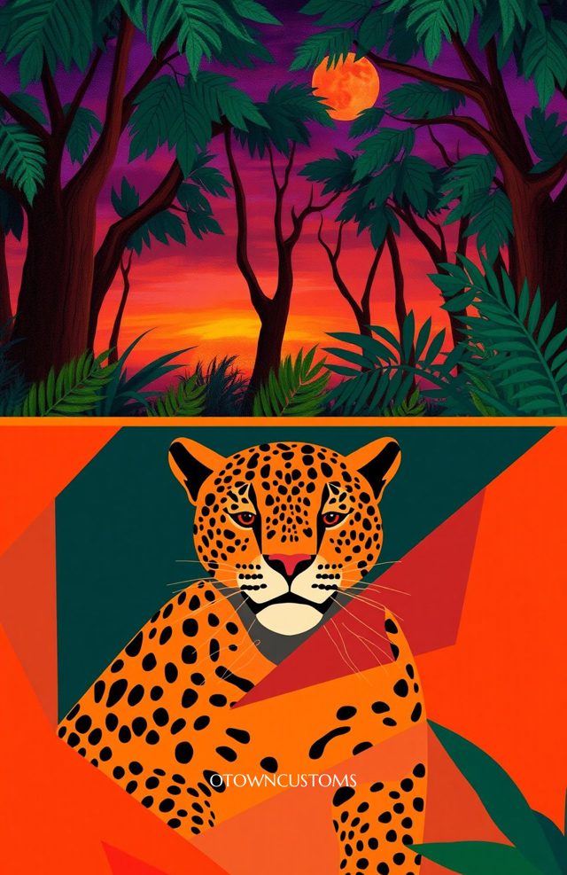 Vibrant Jungle Leopard Phone Case Geometric Dusk For iPhone Samsung