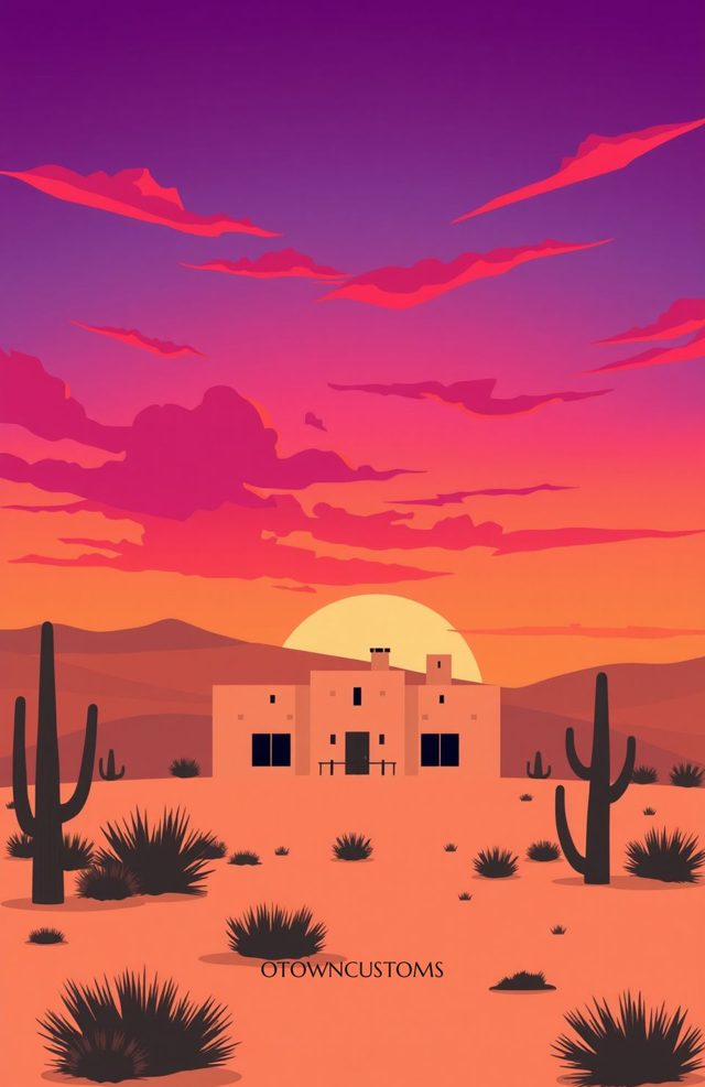Vector Art Phone Case Southwestern Desert Adobe Sunset