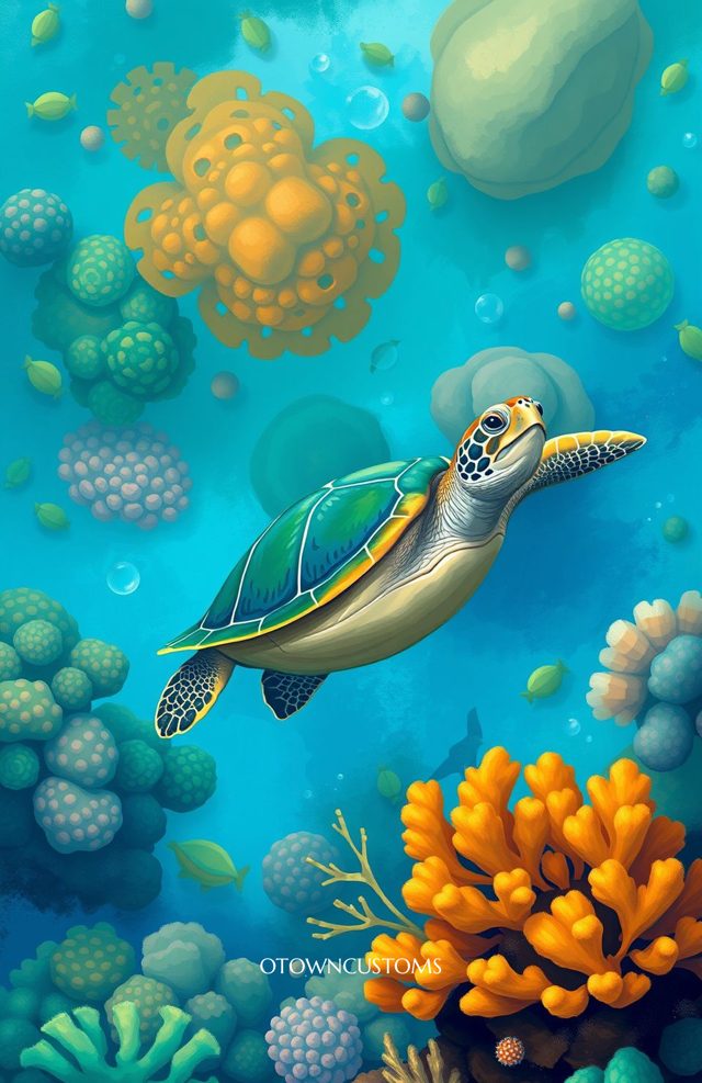 Ocean Turtle Coral Paradise Underwater