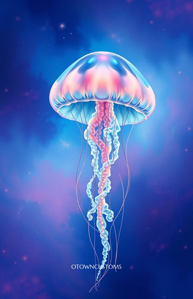 Glowing Jellyfish Space Cosmic Ocean
