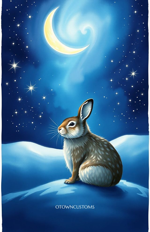 Whimsical Starry Moon Hare
