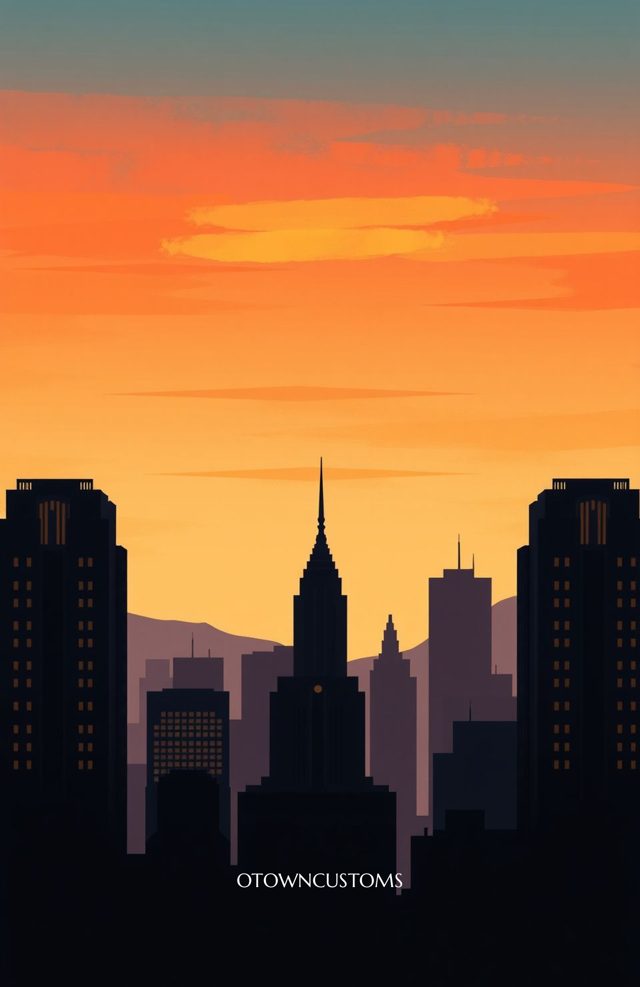 Minimalist City Skyline Art Deco