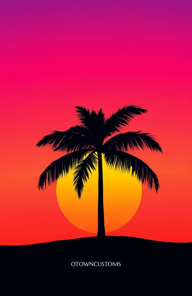 Sunset Silhouette Retro Palm