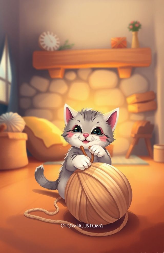 Charming Cartoon Kitty Yarn Ball