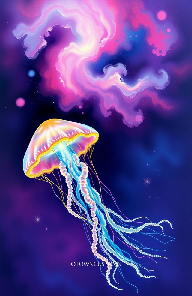 Abstract Bioluminescent Jellyfish Nebula