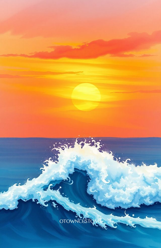 Stylized Sunset Wave Ocean