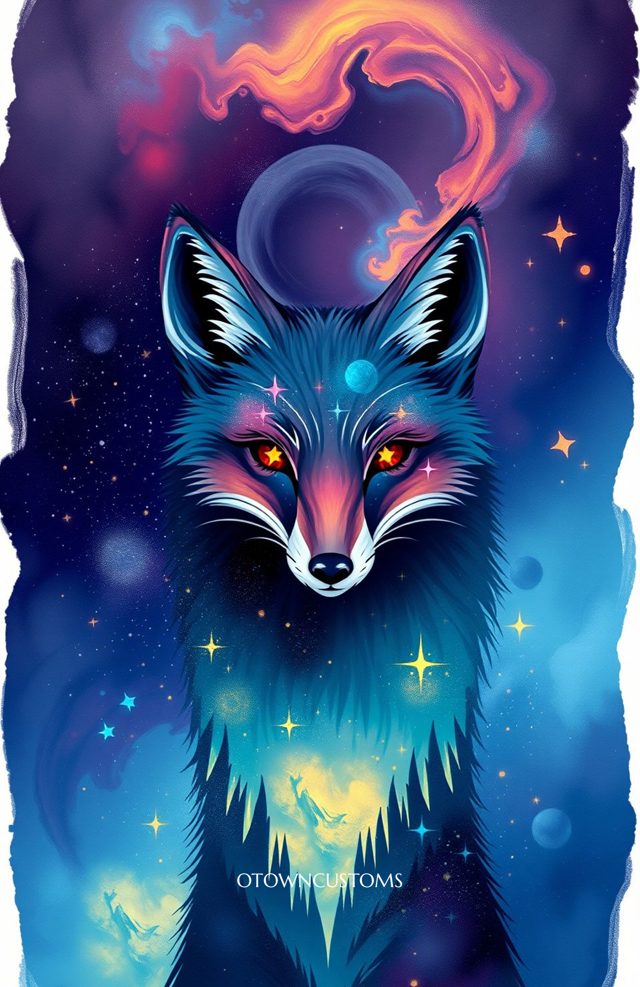 Vibrant Cosmic Fox Celestial Stardust