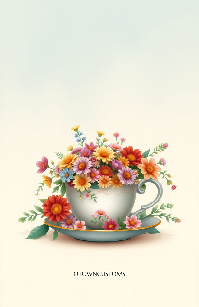 Watercolor Tea Cup Garden