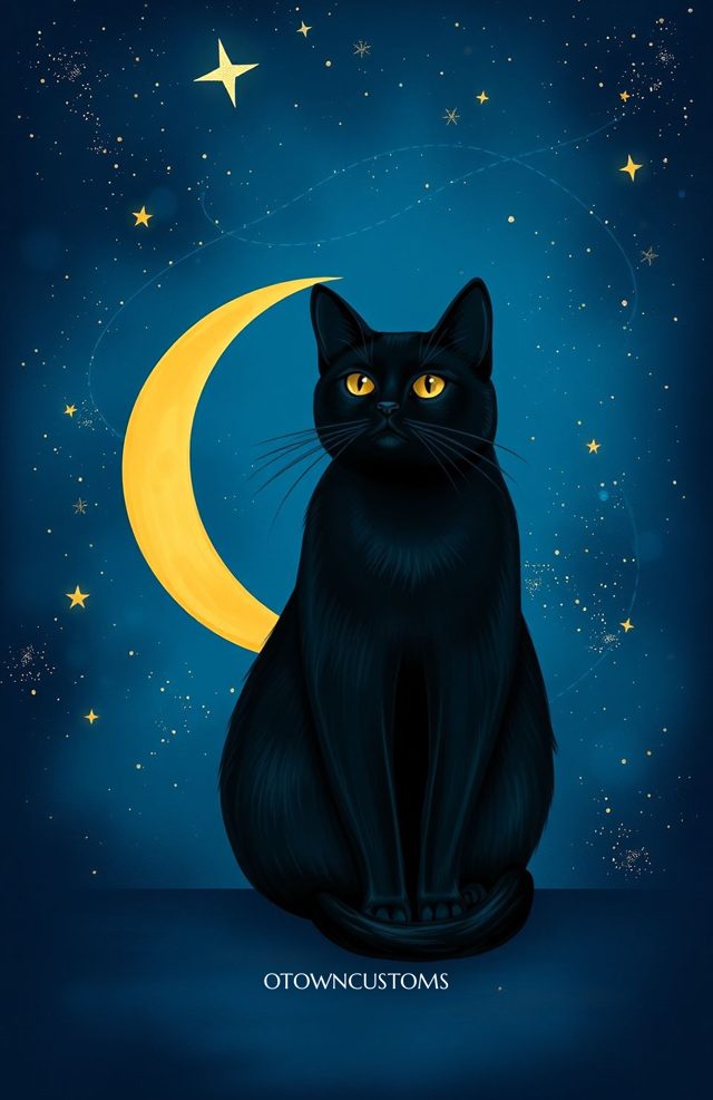 Digital Art Crescent Moon Cat