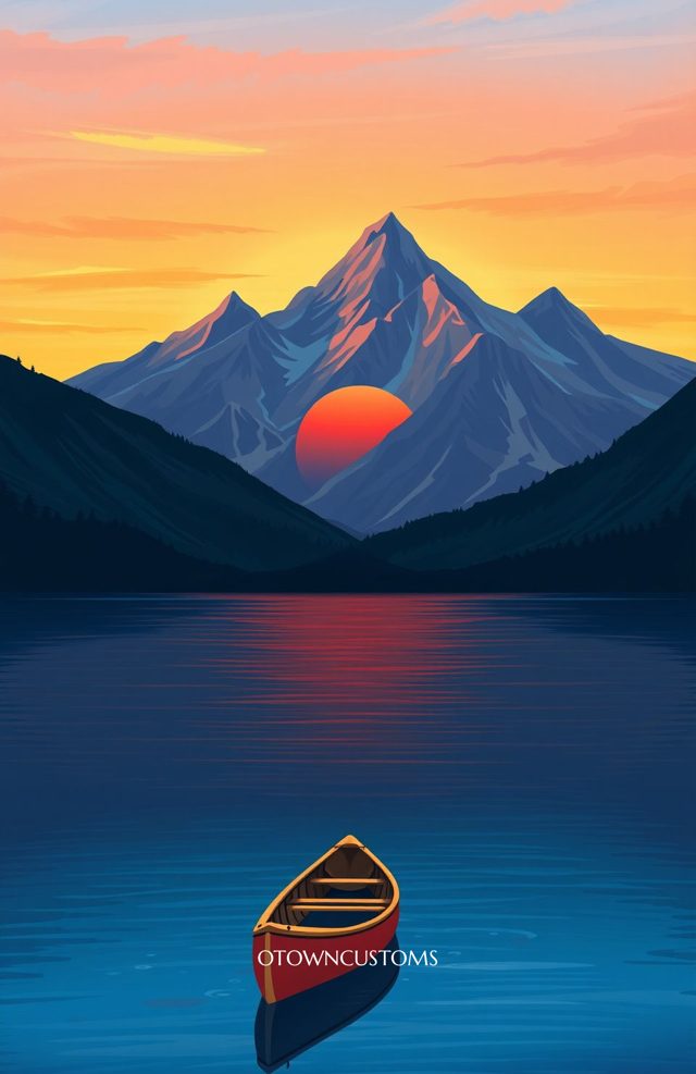 Minimalist Sunset Mountain Lake